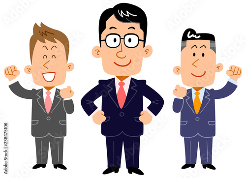 若手ビジネスマンのチーム　会社員　全身
