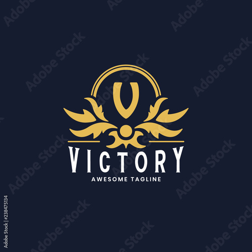 Victorian luxury logo design template inspiration in gold metallic color