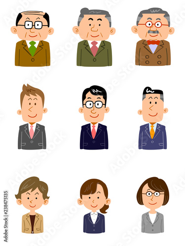 オフィスで働く人々のセット　様々な年代、性別
