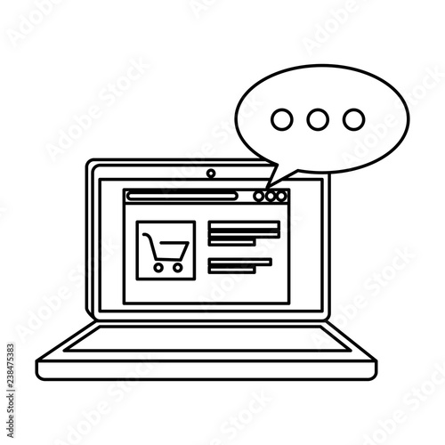 laptop with speech bubble and template commercial