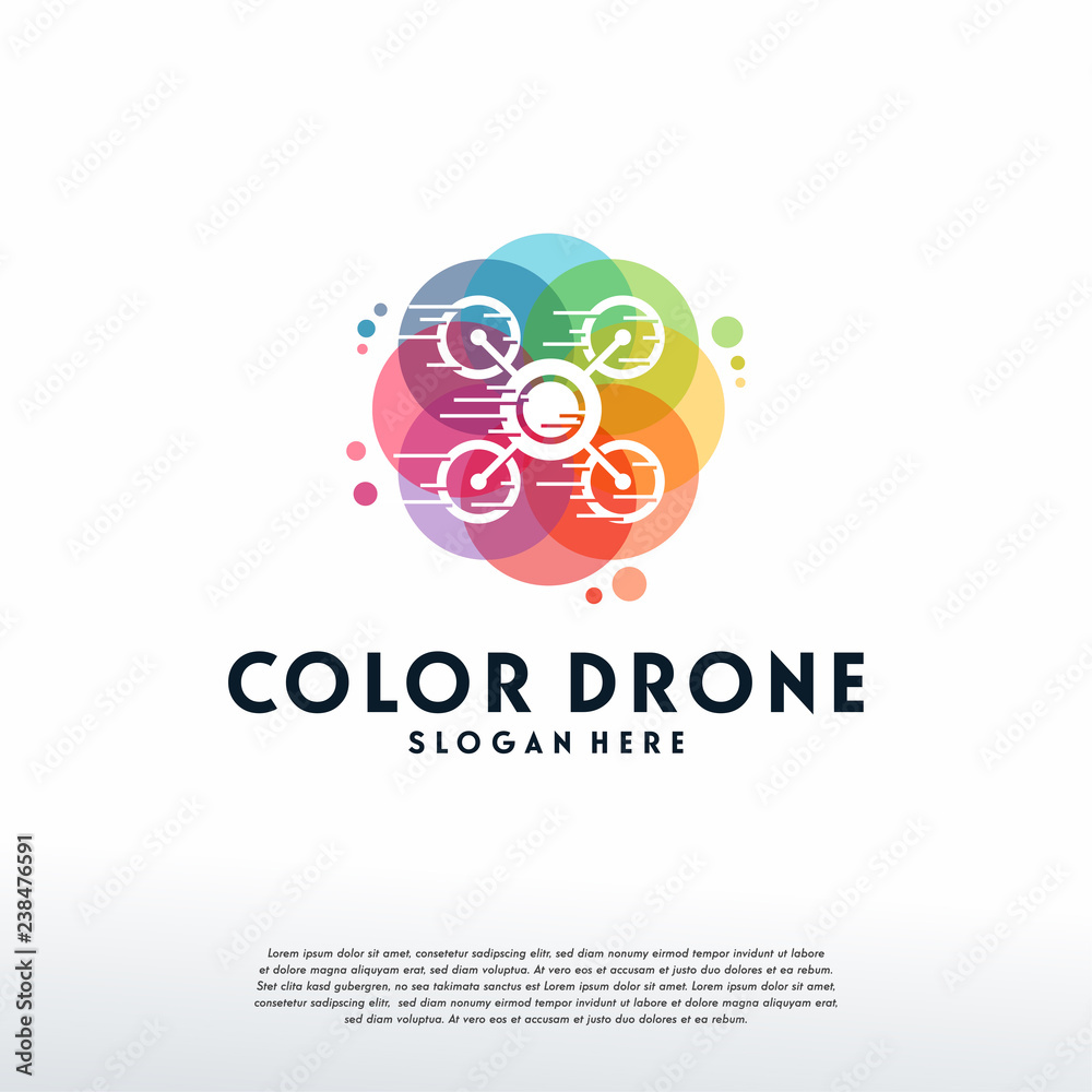 Colorful Drone logo vector, Fast Drone logo designs template, design concept, logo, logotype element for template