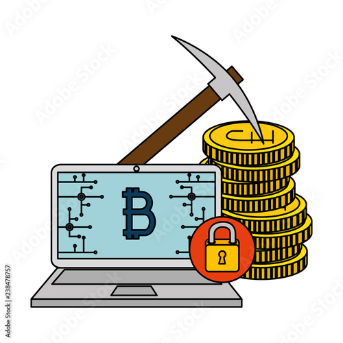 laptop computer with bitcoin commerce