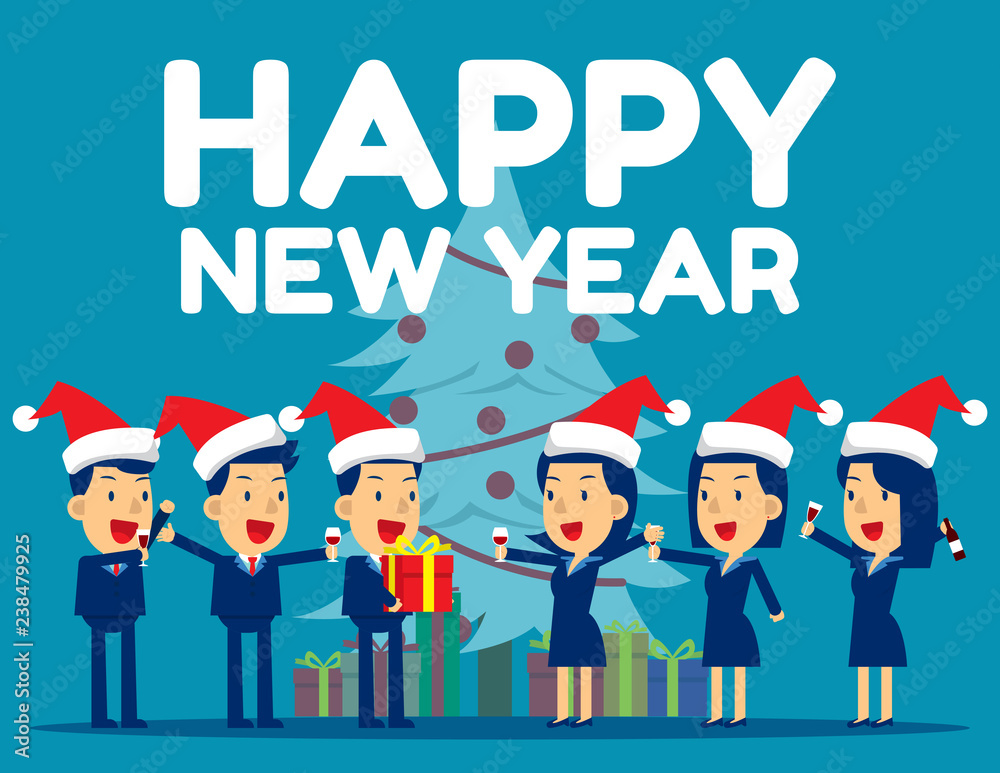 New year party. Concept business vector illustration, Celebration Event, Holiday, Office people. New year party. Concept business vector illustration, Celebration Event, Holiday, Office people.