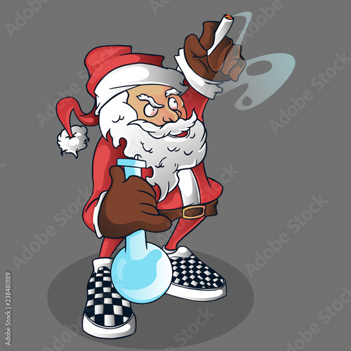 santa high with checkerboard shoes