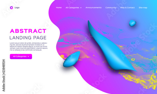 Gradient fluid shapes Futuristic geometric background. Glowing particles liquid dynamic. Trend gradient design for Web page, mobile app or landing page template. Vector Eps10