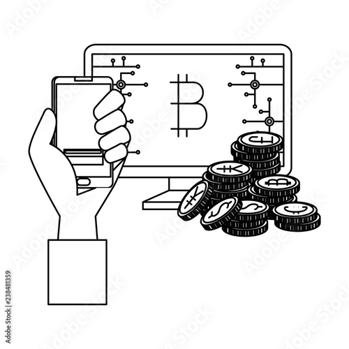 computer desktop with bitcoin commerce