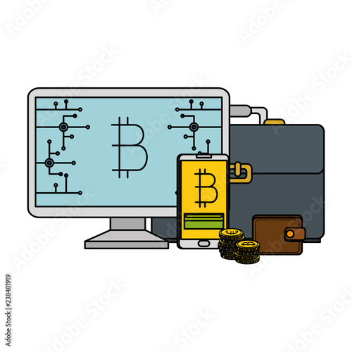 computer desktop with bitcoin