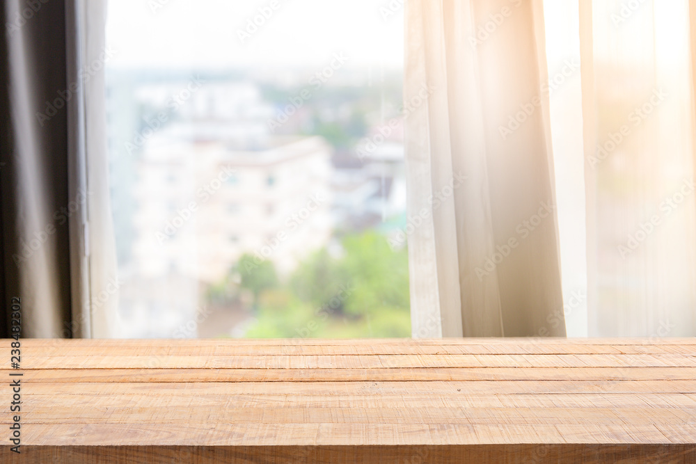 Defocused curtain window and stationery box with sunlight. Defocused curtain window and stationery box with sunlight.