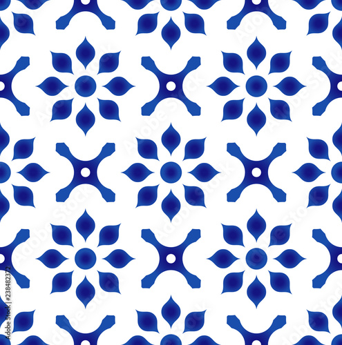 blue and white flower tile pattern