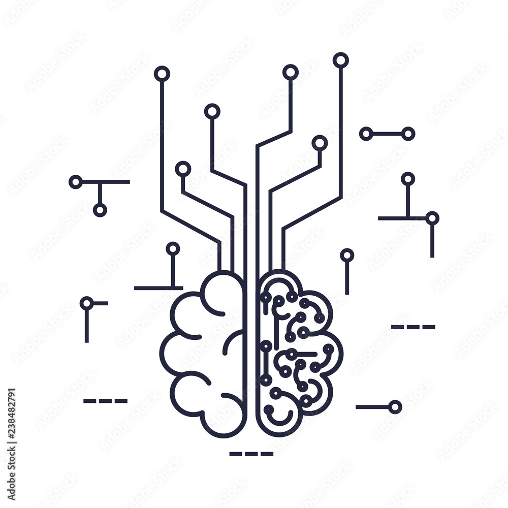 brain with circuit icon brain with circuit icon