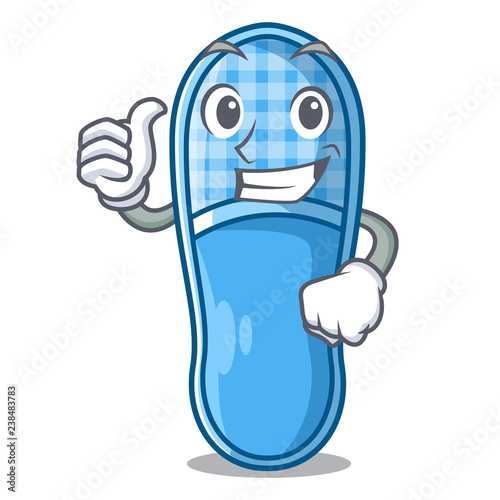 Thumbs up slippers for sleep isolated on mascot
