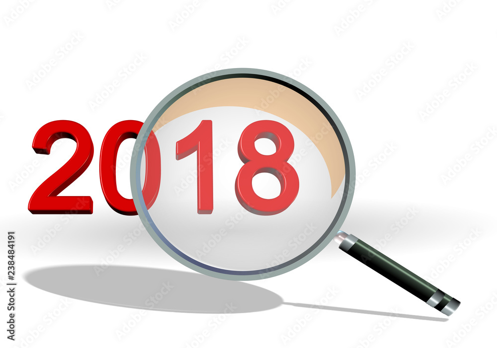 2018 review focus on details text numbers len - 3d rendering 2018 review focus on details text numbers len - 3d rendering