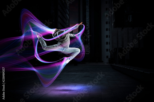 Dance is her passion. Mixed media