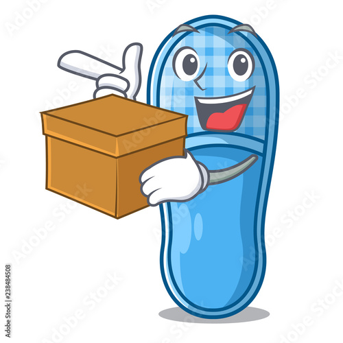 With box slippers for sleep isolated on mascot