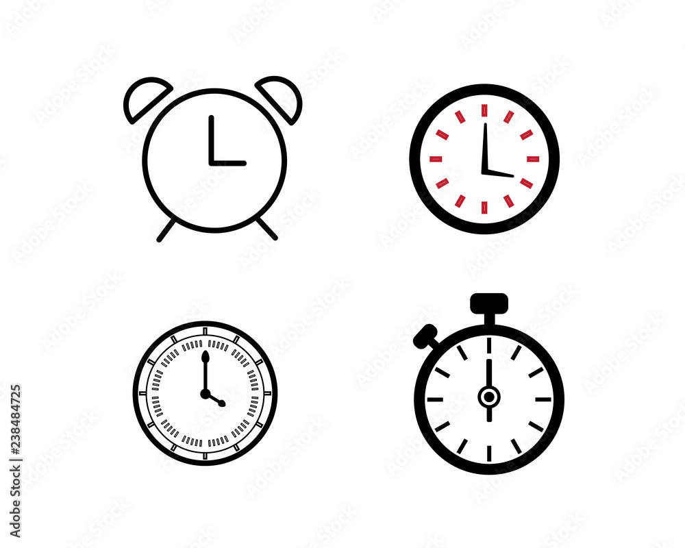 set of clocks isolated on white set of clocks isolated on white