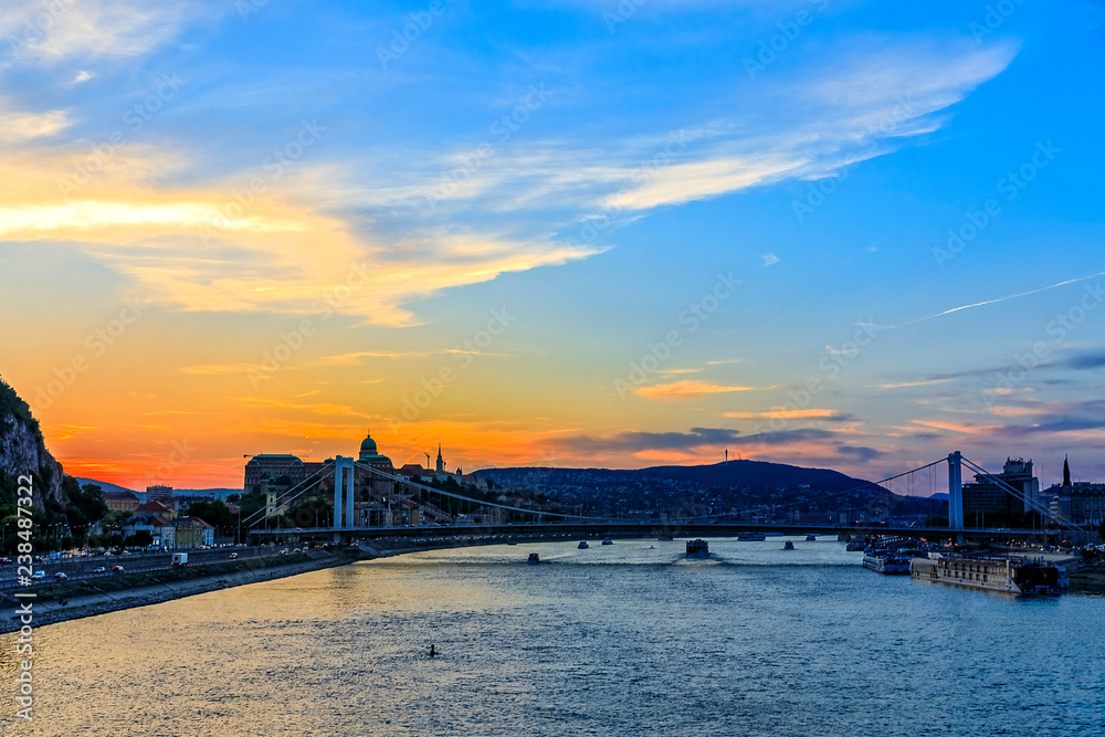 Fototapeta premium Sunset over the Vitava River, Prague, Czech