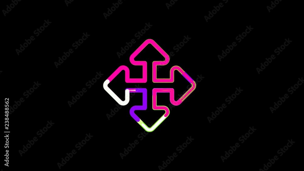 Circles gather in symbol arrows up down, right left. After it crumbles in a line and moves to the camera. Alpha channel black Circles gather in symbol arrows up down, right left. After it crumbles in a line and moves to the camera. Alpha channel black