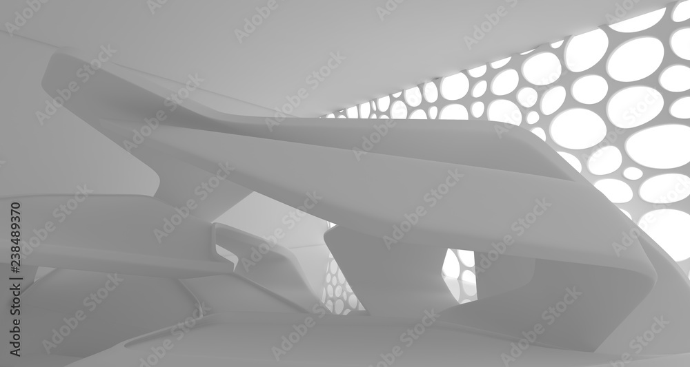 White smooth abstract architectural background. 3D illustration and rendering