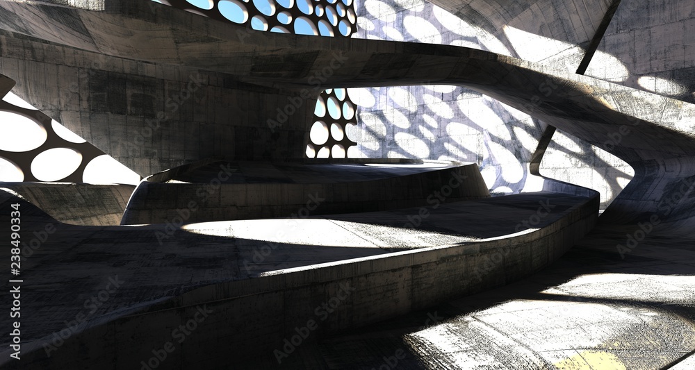 Empty dark abstract concrete smooth interior . Architectural background. 3D illustration and rendering Empty dark abstract concrete smooth interior . Architectural background. 3D illustration and rendering