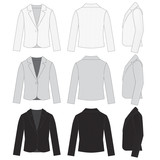 Vector template for Pinstripe Single breasted Suit Jacket