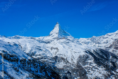 Beautiful view of snow mountain Matterhorn, Zermatt, Switzerland.