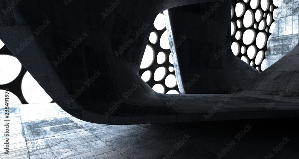 Empty dark abstract concrete smooth interior . Architectural background. 3D illustration and rendering