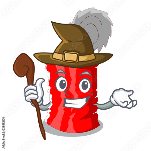 Witch set of metallic tin can cartoon