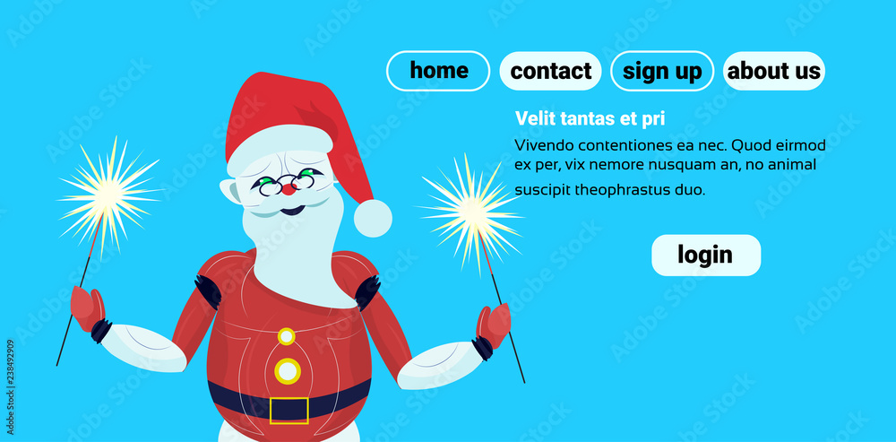 santa claus robot posing merry christmas happy new year holiday concept flat