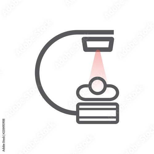 Body CT, CAT Scan. Line icon. Radiotherapy sign. Vector symbol for web graphic.