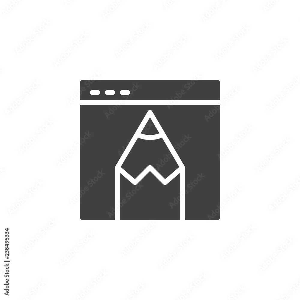 Browser window and pen tool vector icon. filled flat sign for mobile concept and web design. Web design simple solid icon. Symbol, logo illustration. Pixel perfect vector graphics Browser window and pen tool vector icon. filled flat sign for mobile concept and web design. Web design simple solid icon. Symbol, logo illustration. Pixel perfect vector graphics