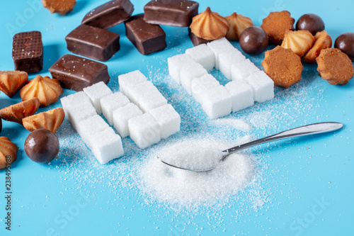 Canvas-taulu Text No is lined with sugar cubes and sweets