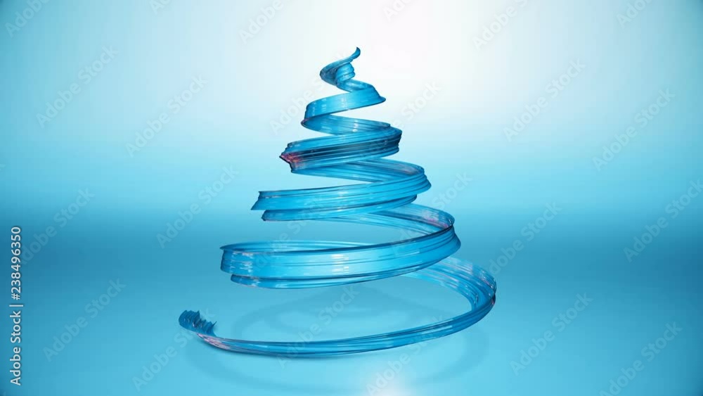 A shiny festive ribbon forms a Christmas tree symbol that rotates. 3d render of Christmas bright juicy composition. Seamless looped animation. Blue ribbon on blue background. wide ribbon 3 A shiny festive ribbon forms a Christmas tree symbol that rotates. 3d render of Christmas bright juicy composition. Seamless looped animation. Blue ribbon on blue background. wide ribbon 3