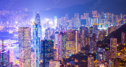 Hong Kong Skyline and City Nightscape