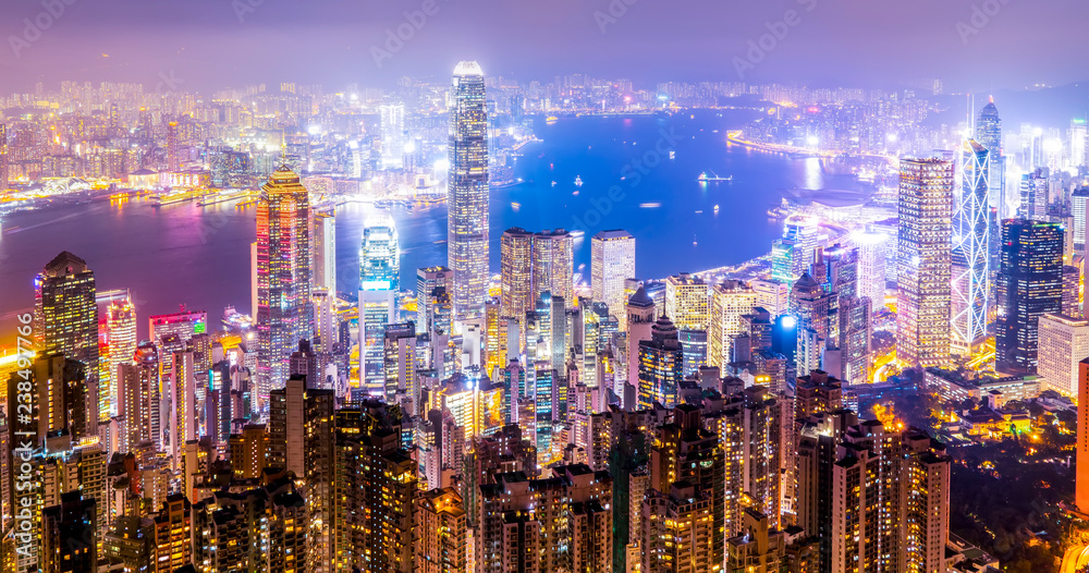 Hong Kong Skyline and City Nightscape