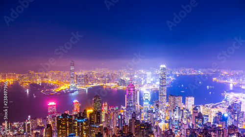 Hong Kong Skyline and City Nightscape
