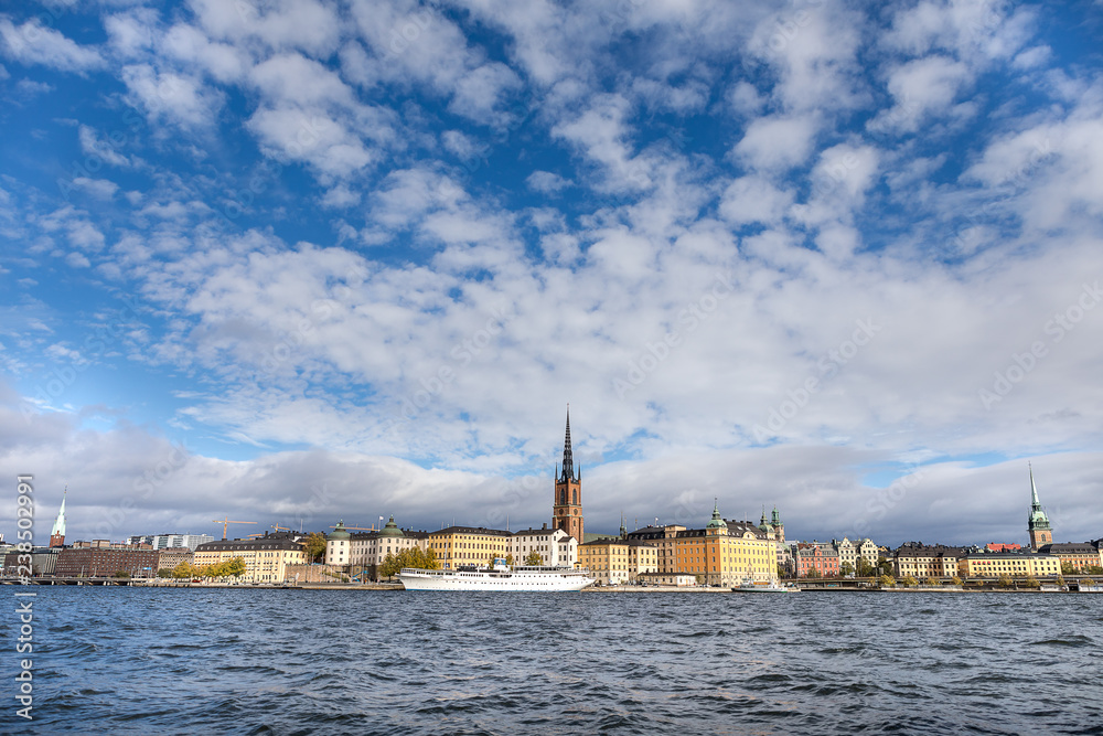 View over Riddarholmen and old town in Stockholm.