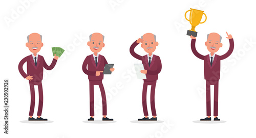 businessman working in office and different poses character vector design no8 photo