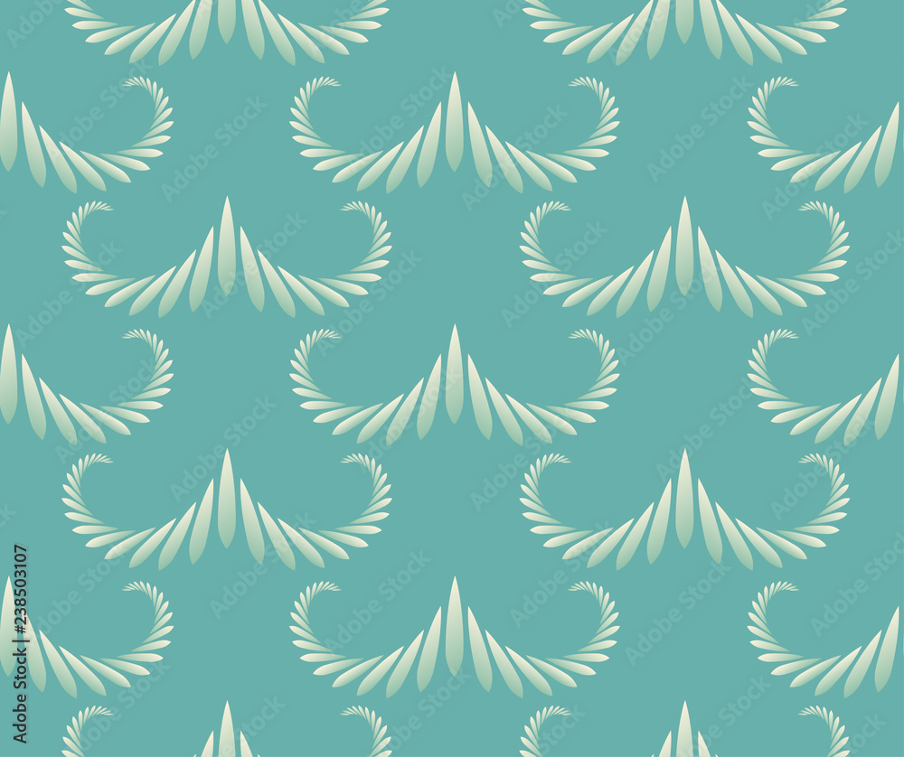 classic style wallpaper tile with leaves curls ivory blue
