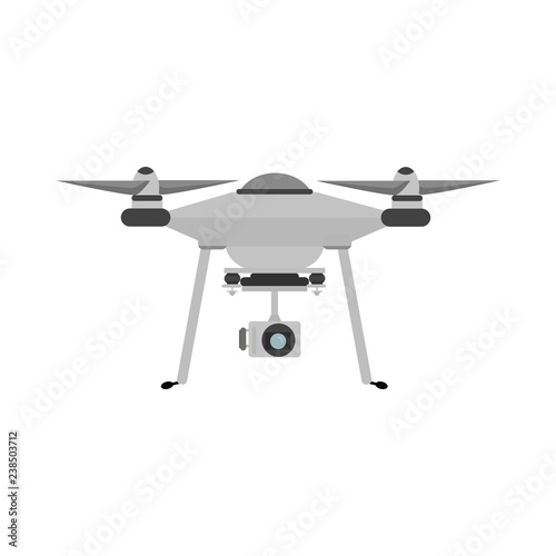 Vector illustration icon of drone with camera for photography or video surveillance. The concept of fast, free delivery, gift.