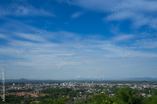 Chiang Rai, Thailand downtown city skyline with blue sky white clouds