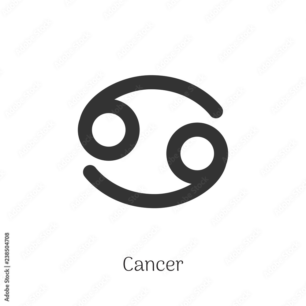 Cancer zodiac sign isolated on white background. Star sign for astrology horoscope. Zodiac line stylized symbol. Astrological calendar pictogram, horoscope constellation vector illustration. Cancer zodiac sign isolated on white background. Star sign for astrology horoscope. Zodiac line stylized symbol. Astrological calendar pictogram, horoscope constellation vector illustration.