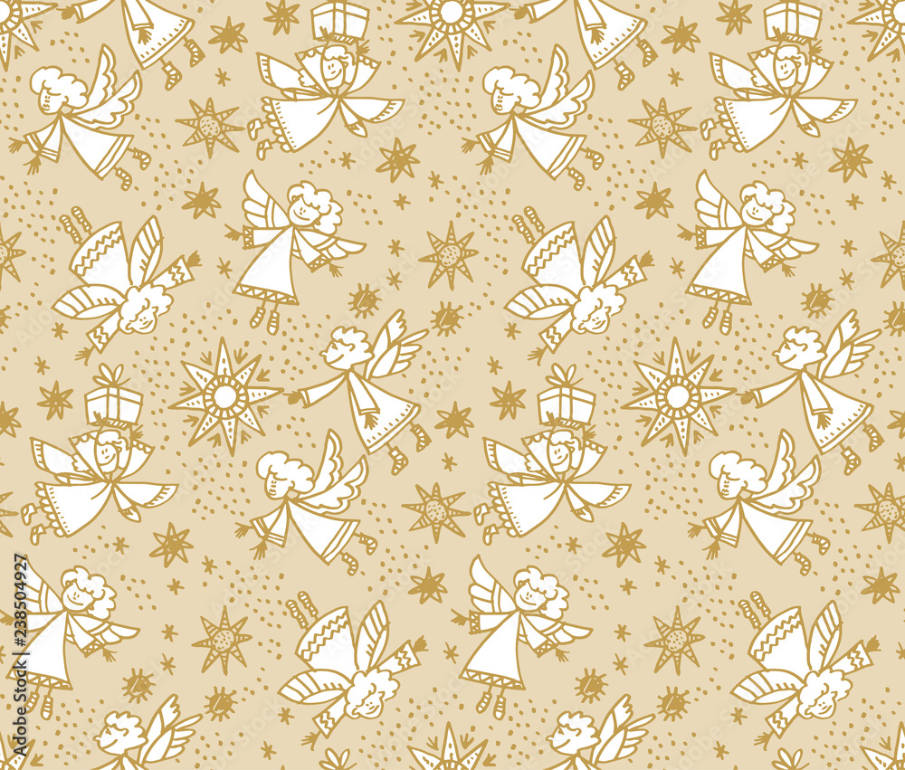Christmas hand drawn seamless vector pattern