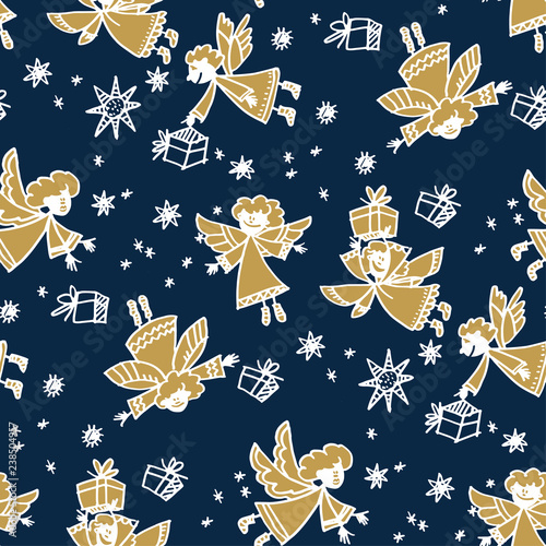 Christmas hand drawn seamless vector pattern