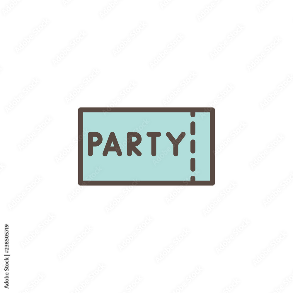 Paper ticket filled outline icon, line vector sign, linear colorful pictogram isolated on white. Party ticket symbol, logo illustration. Pixel perfect vector graphics Paper ticket filled outline icon, line vector sign, linear colorful pictogram isolated on white. Party ticket symbol, logo illustration. Pixel perfect vector graphics