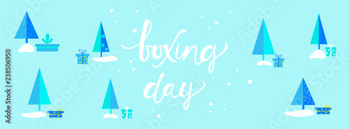 BOXING DAY, banner with Boxing Day lettering text on  gift box 