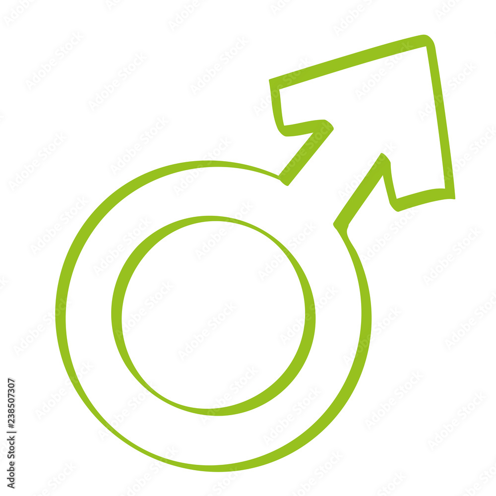 Handgezeichnetes Symbol für männlich in hellgrün