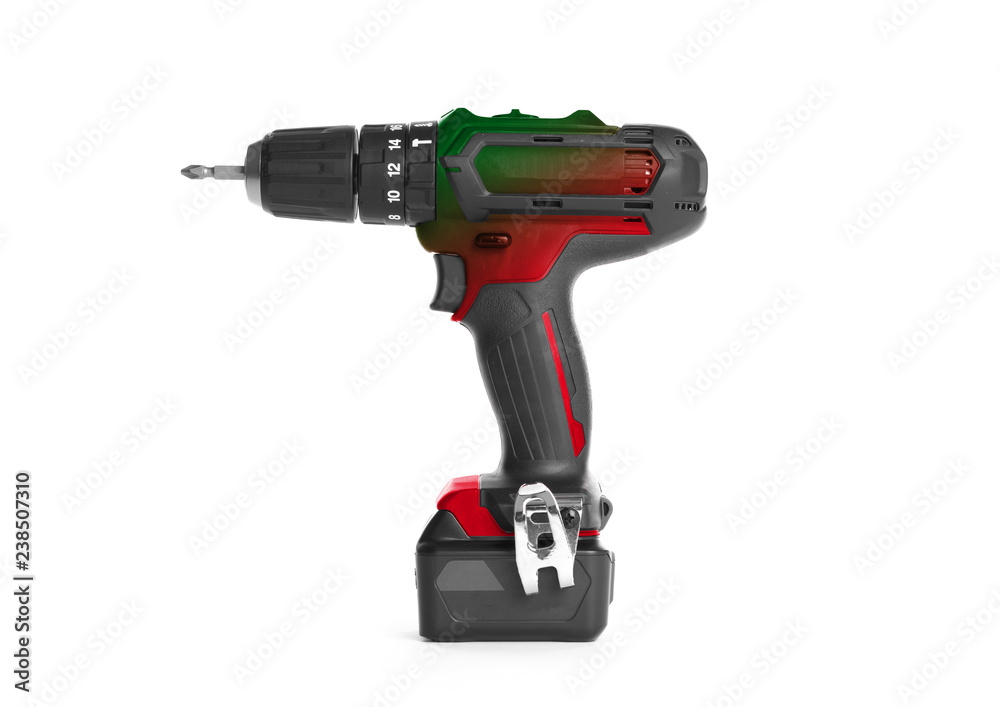 Cordless screwdriver or power drill isolated