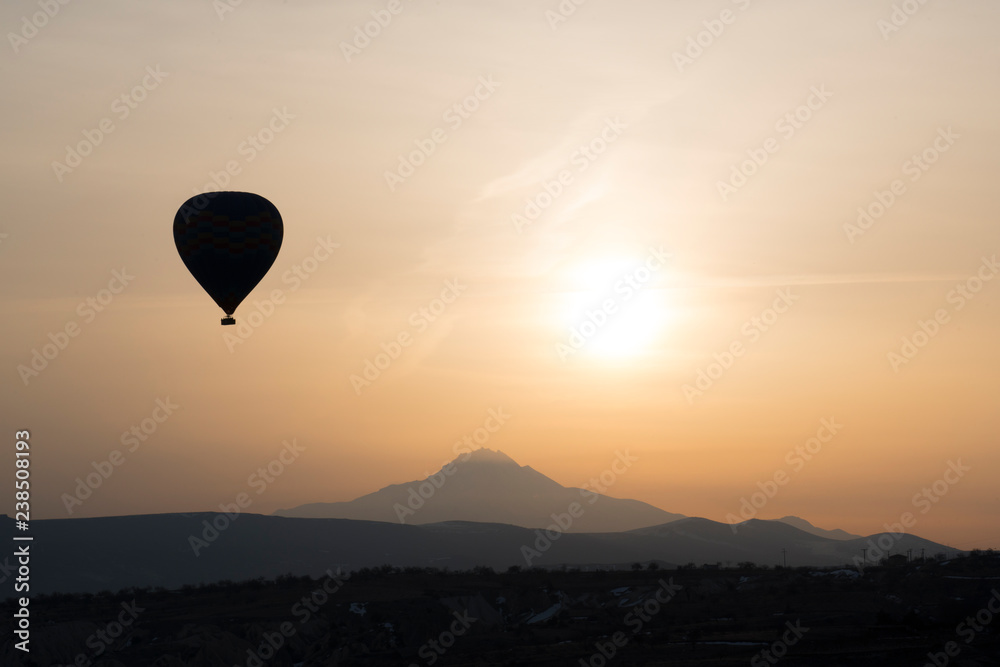 Hot Air Balloon Silhouette with sunny background Hot Air Balloon Silhouette with sunny background