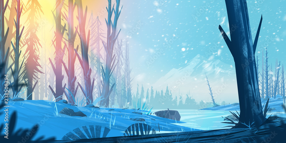 Wonderful Fantasy Forest Fiction Backdrop Concept Art Realistic Illustration Video Game Digital Cg Artwork Nature Scenery Stock イラスト Adobe Stock