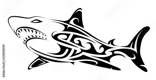 Tribal art shark tattoo
